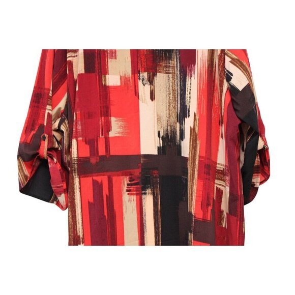 NWT Catherines Blouse Size 3X 26W 28W Abstract Button Front Stretch Career Boho - Picture 11 of 15